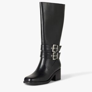 The Drop Women's Sage Tall Biker Boot with Buckles
 Size 7.5‎ Black (S 77)